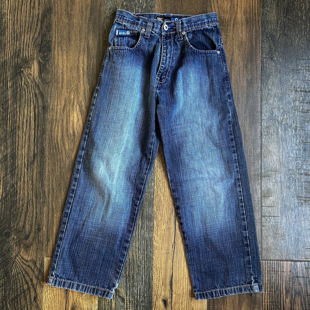 Southpole Boys Size 8 Baggy Jeans Y2K Embroidered Pockets Denim Streetwear